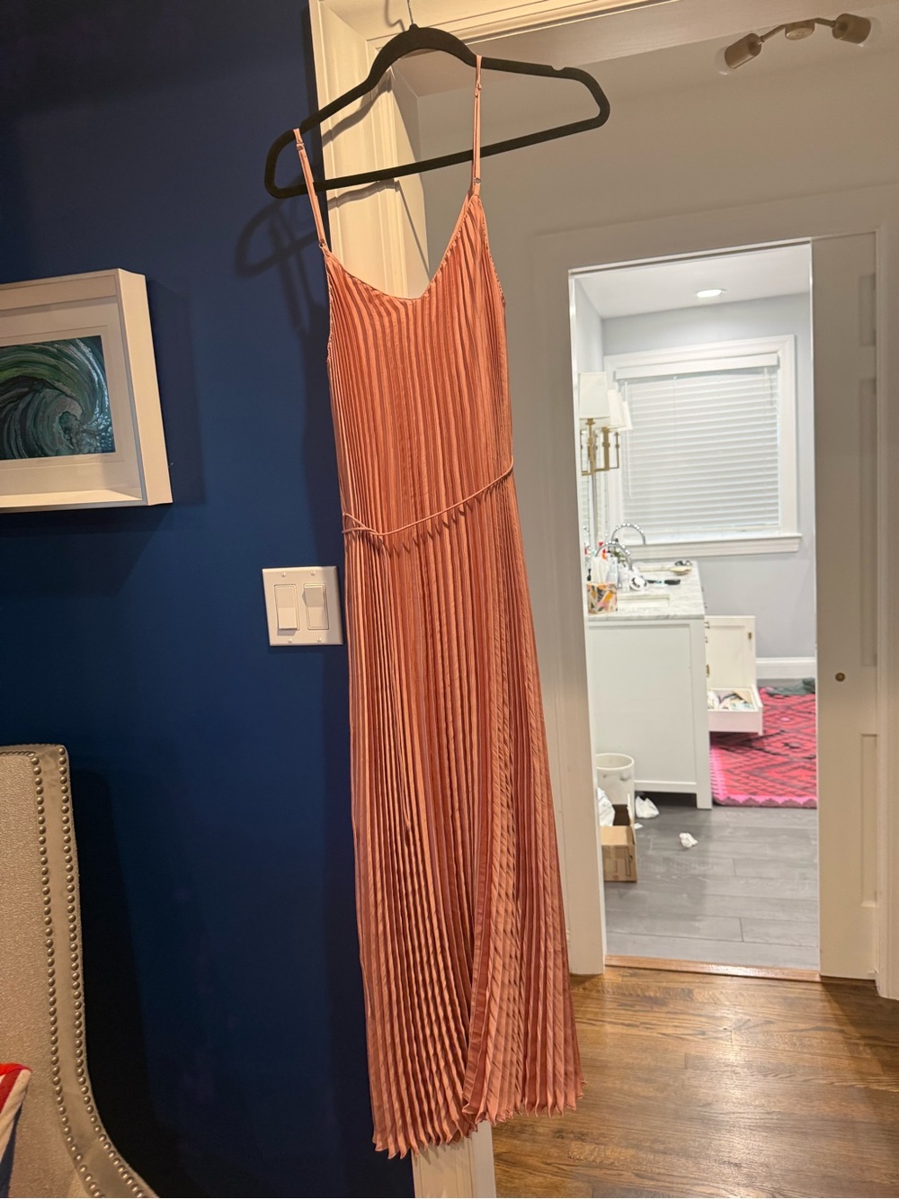 Banana Republic Pleated Spaghetti Strap Midi Dress - Dusty Rose M tall